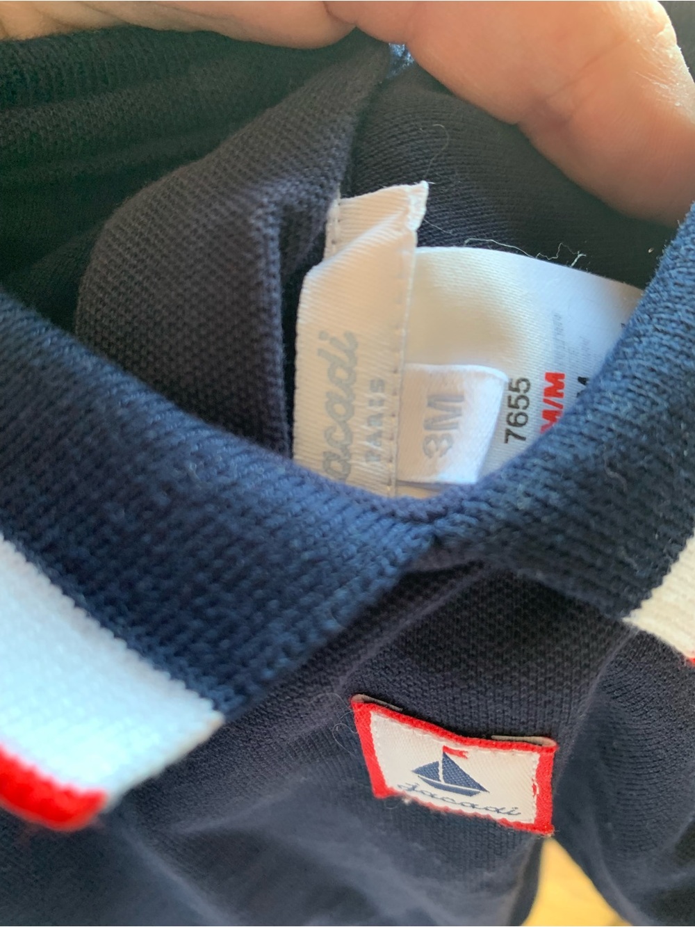 Jacadi Navy Blue One-Piece Bodysuit with Red and White Trim Baby Size 3 months - Picture 5 of 5